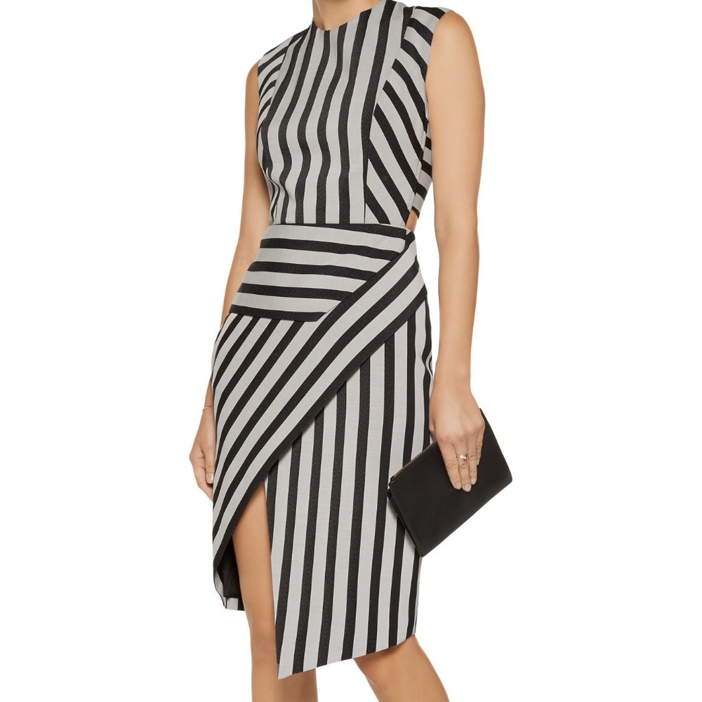 Mason Asymmetric Striped Twill Dress Size 2